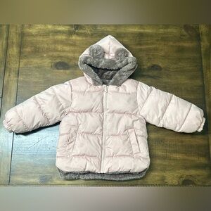 Toddler Girls Pink Puffer Coat w/ Faux Fur Lined Hood (Bear‎ Ears!) Size 2T